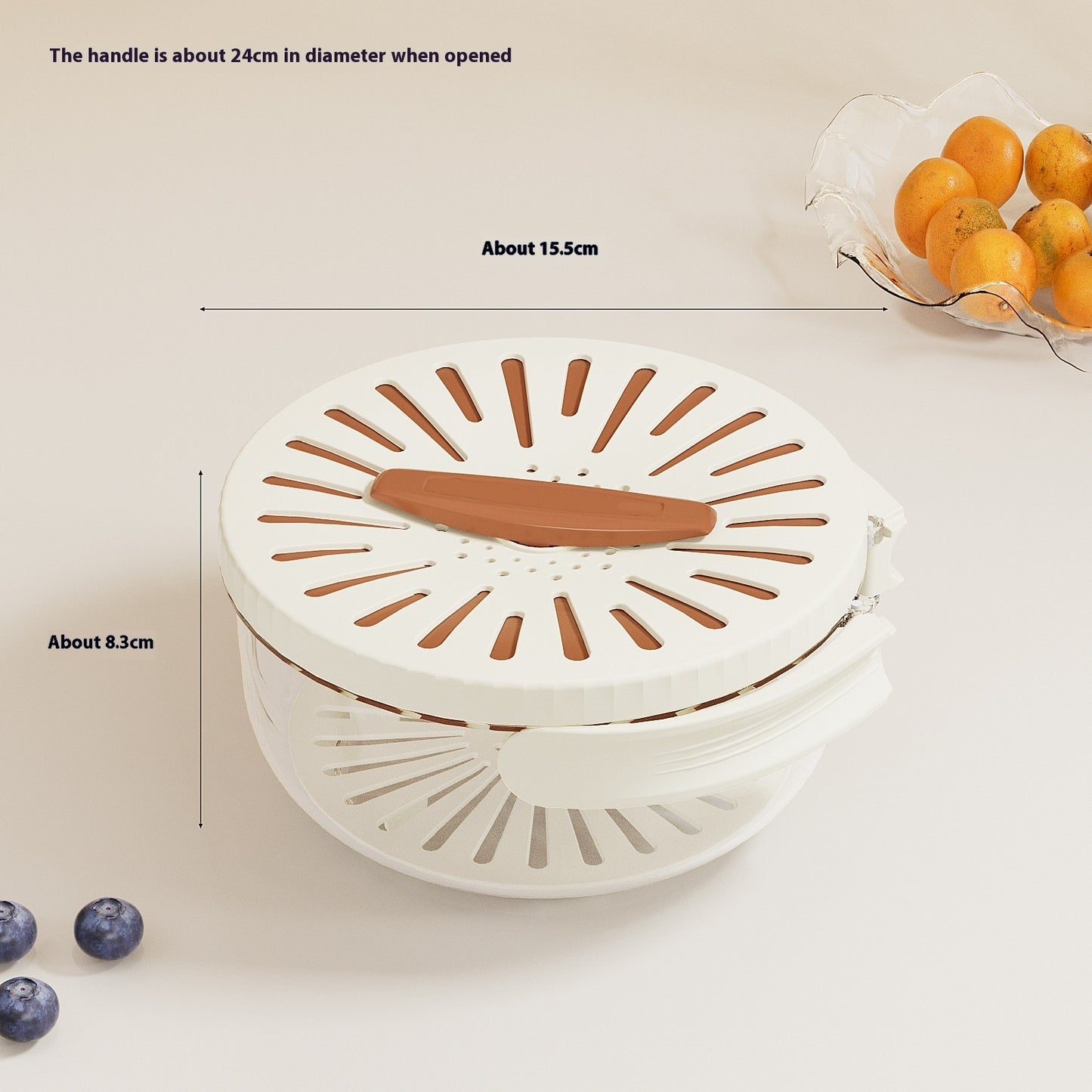 Foldable Fruit Drain Basket With Lid