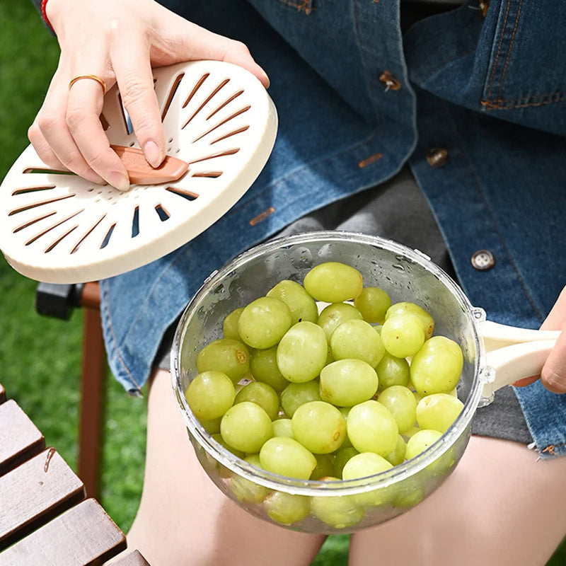 Foldable Fruit Drain Basket With Lid