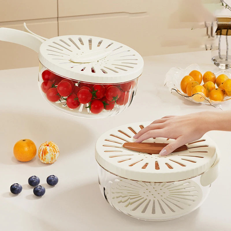Foldable Fruit Drain Basket With Lid