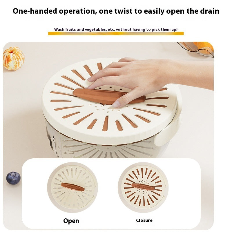 Foldable Fruit Drain Basket With Lid